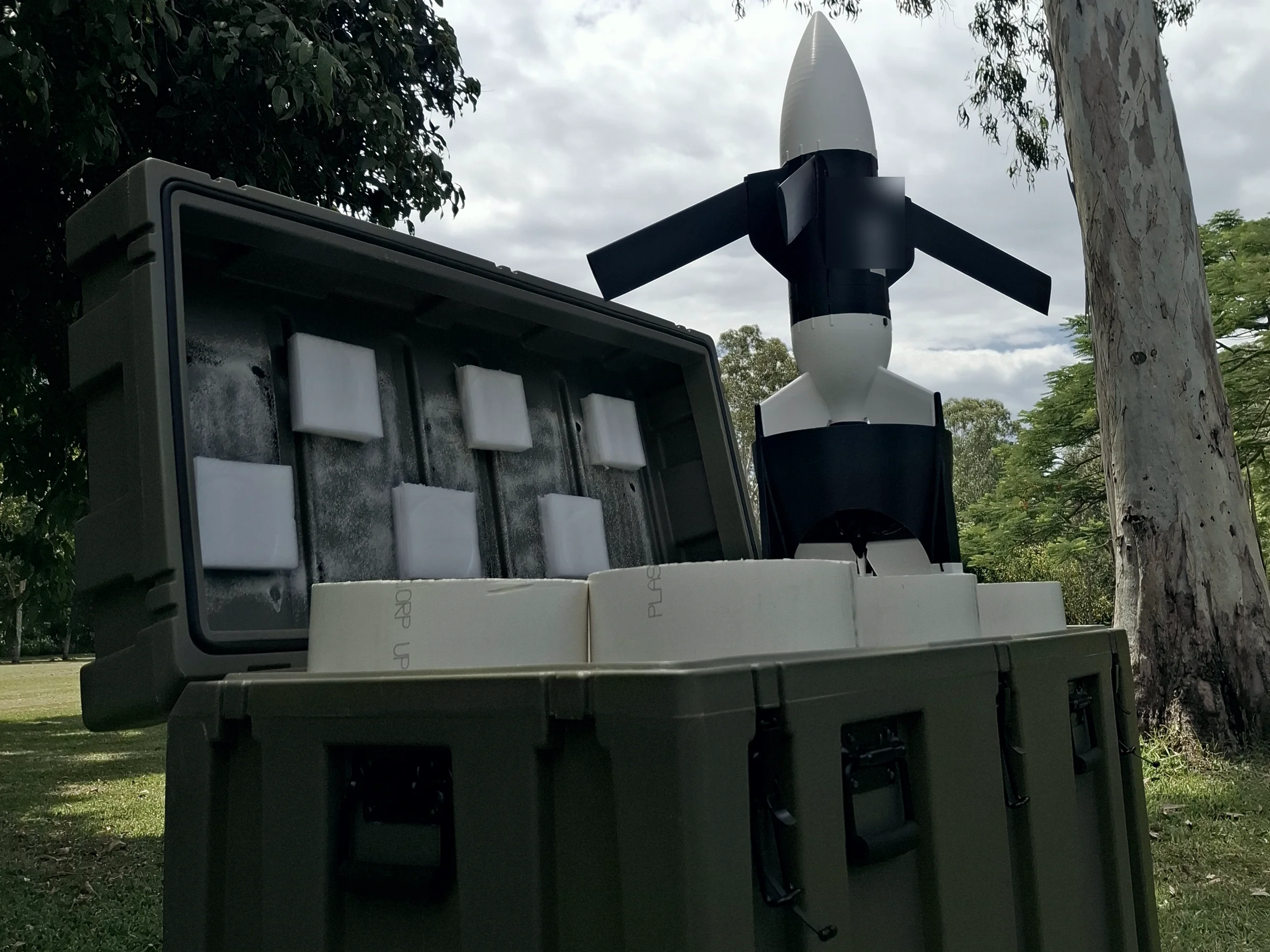 AEROMed stored in its open rugged field case